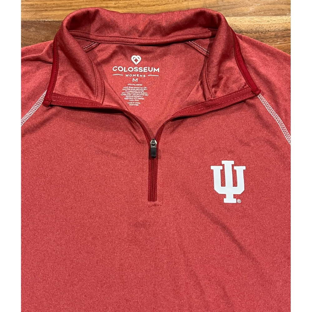 Colosseum Indiana University Hoosiers Womens Crimson Red Quarter Zip Pullover M - Picture 3 of 10